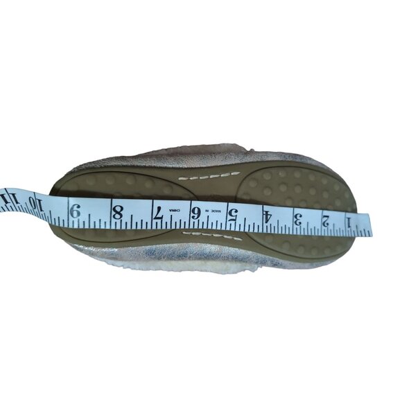 Lucky Brand‎ Moccasin Slippers Womens 7 Gold Slip On Faux Fur Lined Aleya - Picture 9 of 9